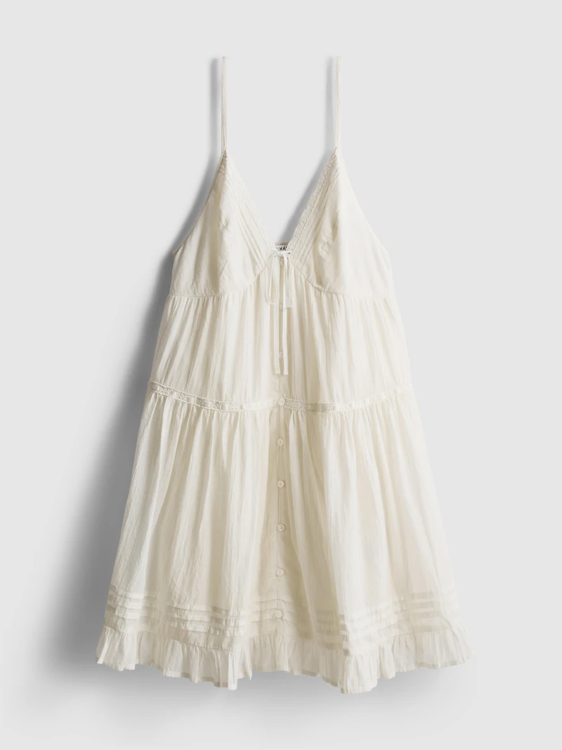 Paula Echevarría Lace Trim Ruffle Mini Dress