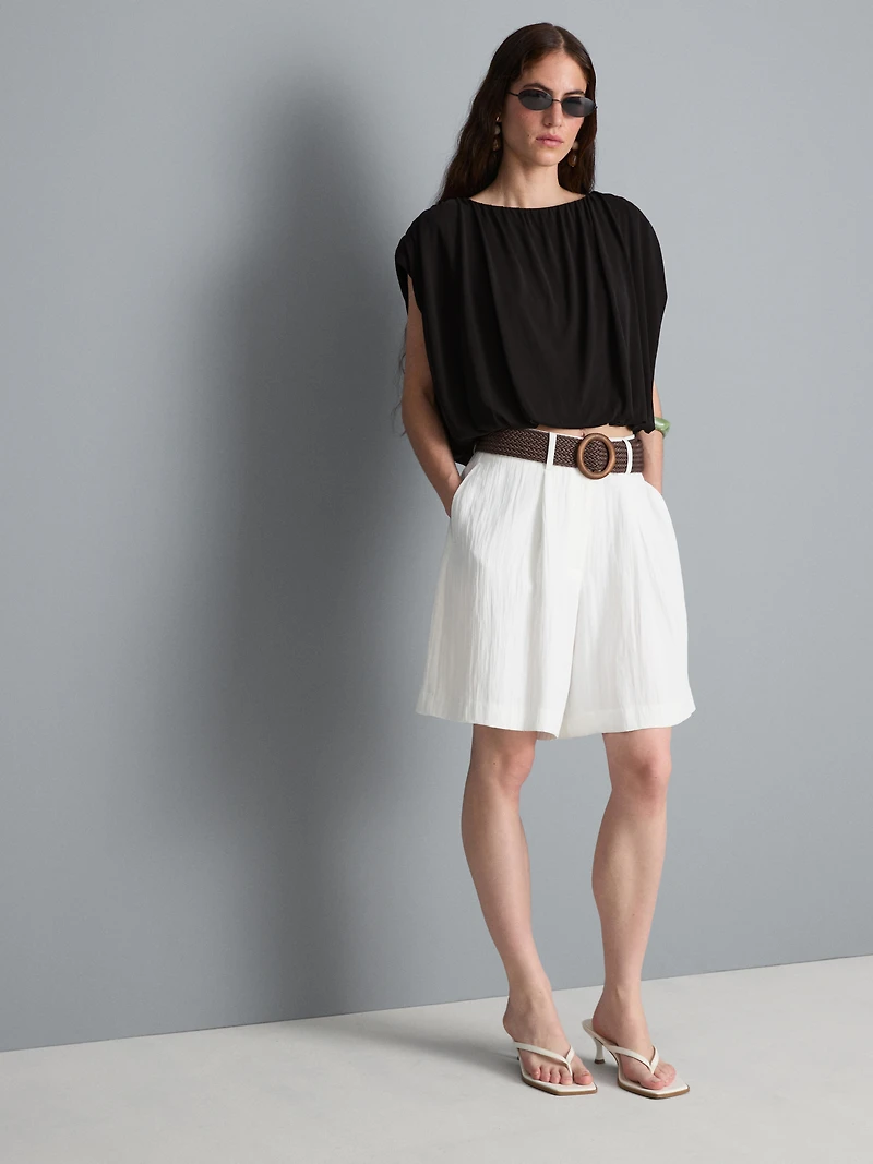 Modal Rich Cropped Drape Top