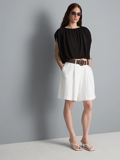 Modal Rich Cropped Drape Top