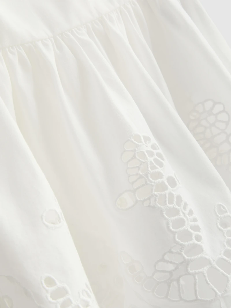 Cotton Embroidered Peplum Hem Cami Top