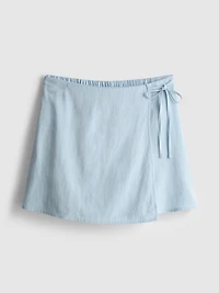 Linen Blend Tie Side Mini Skort