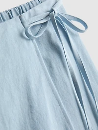 Linen Blend Tie Side Mini Skort