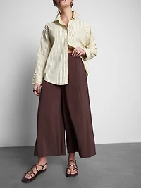 Mid-Rise Wide Leg Culotte Pants