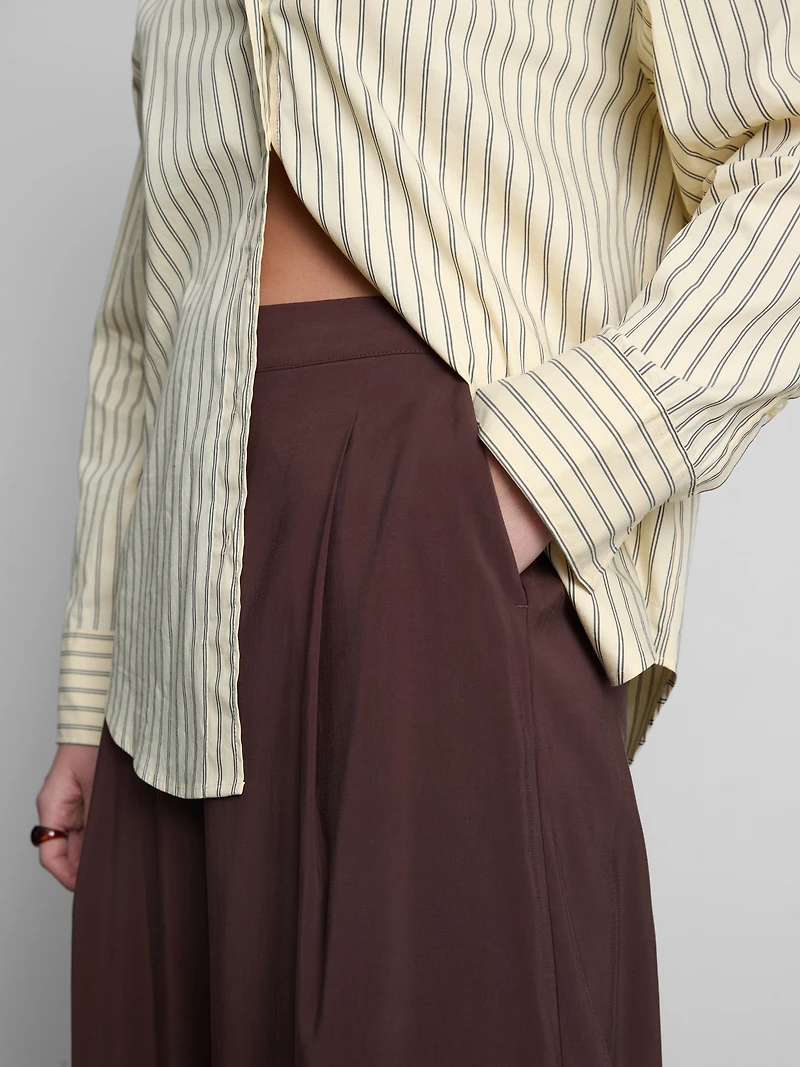 Mid-Rise Wide Leg Culotte Pants