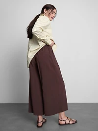 Mid-Rise Wide Leg Culotte Pants