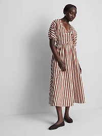 Cotton Striped Midaxi Smock Dress