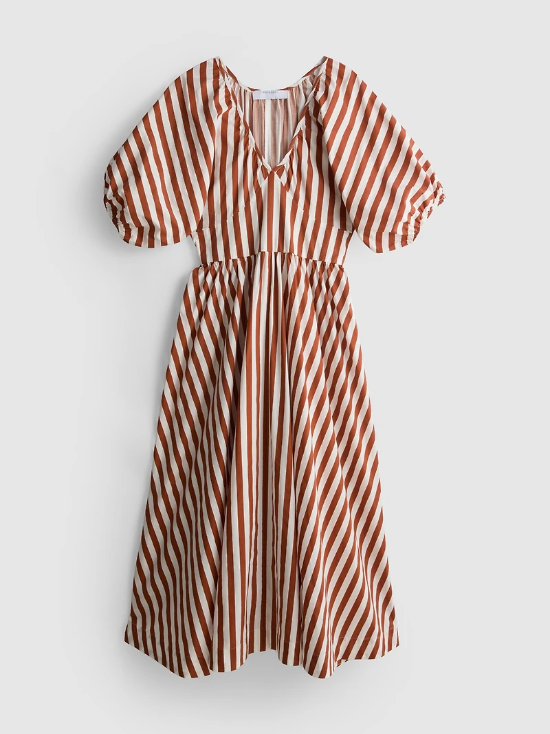 Cotton Striped Midaxi Smock Dress