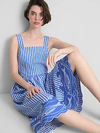 Striped Embroidered Maxi Dress