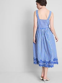 Striped Embroidered Maxi Dress
