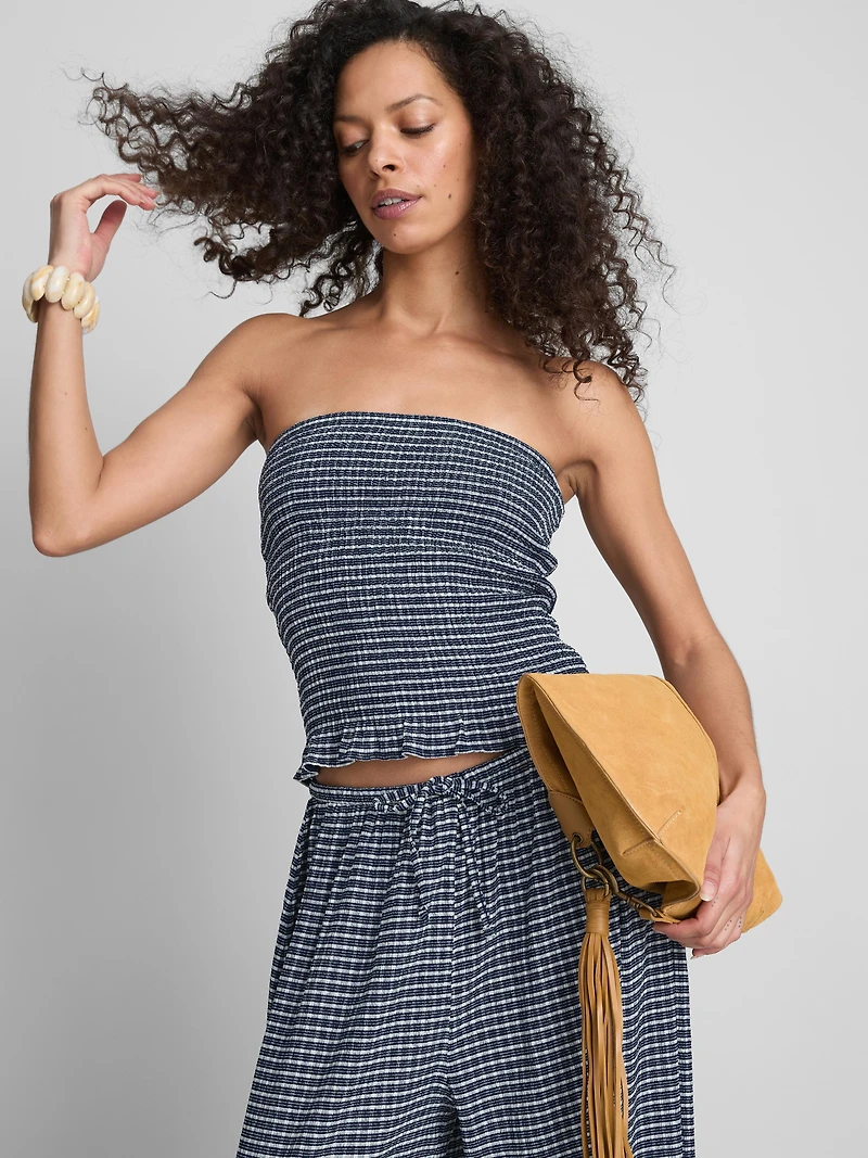 Paula Echevarría Gingham Ruffle Bandeau Top