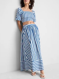 Cotton A-Line Striped Maxi Skirt