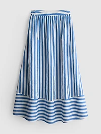 Cotton A-Line Striped Maxi Skirt