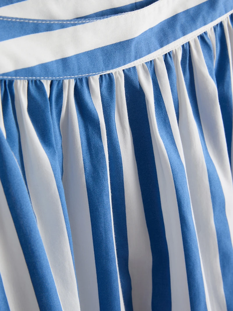 Cotton A-Line Striped Maxi Skirt