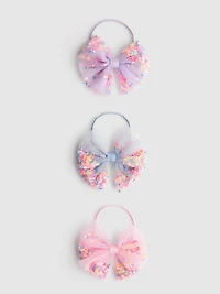 3pk Sequin Bow Hair Elastics
