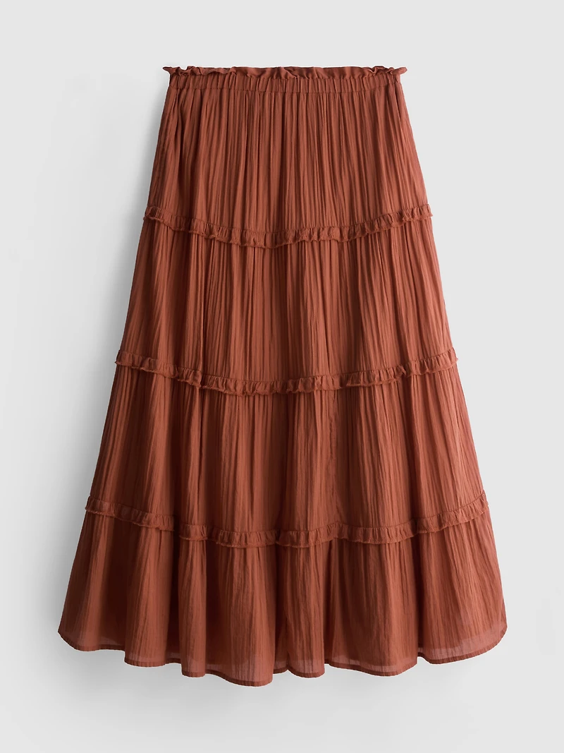 Tiered Voile Maxi Skirt