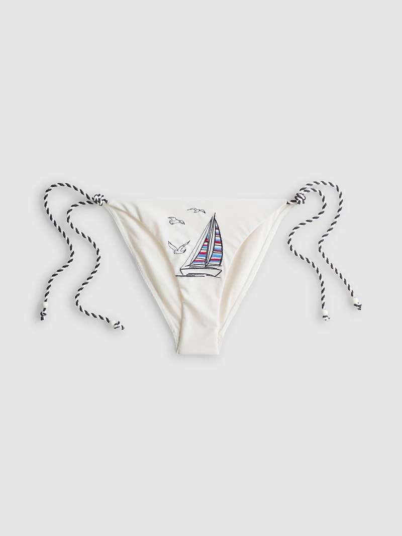 Dolce Embroidered Tie Side Bikini Bottoms