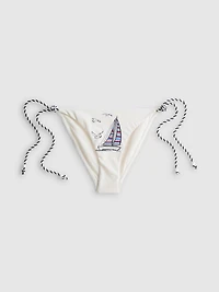 Dolce Embroidered Tie Side Bikini Bottoms