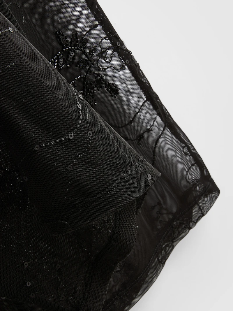 Paula Echevarría Beaded Mesh Wide Leg Pants