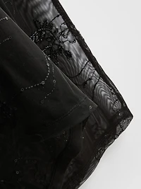 Paula Echevarría Beaded Mesh Wide Leg Pants