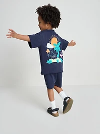 1.5-9yrs | Tropical Graphic Flocked T-Shirt and Shorts Set