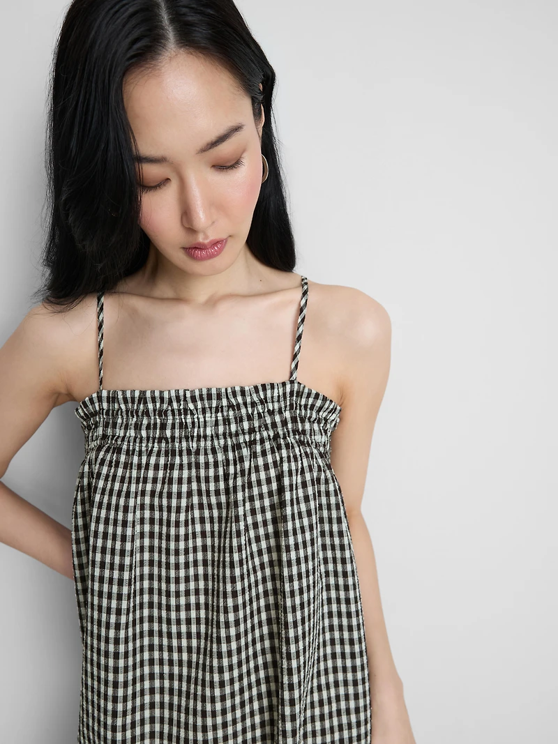 Seersucker Mini Swing Dress