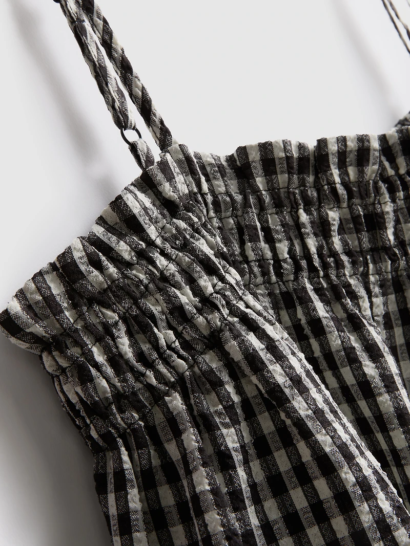 Seersucker Mini Swing Dress
