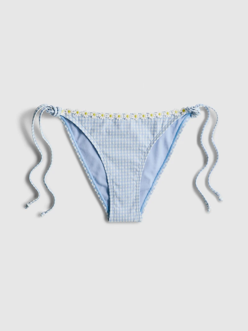 Daisy Trim Gingham Bikini Bottoms