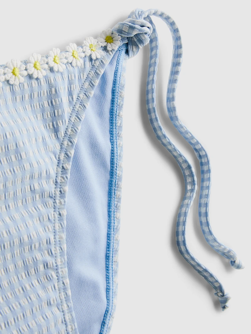 Daisy Trim Gingham Bikini Bottoms