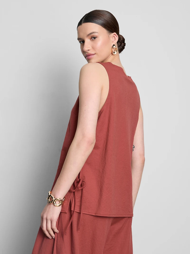 Textured Side-Tie Tank Top
