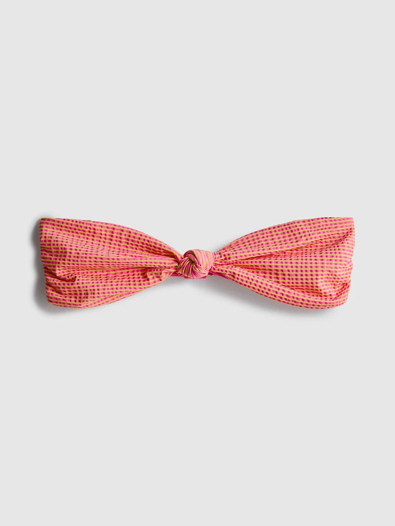 Knot-Detail Striped Bandeau Bikini Top