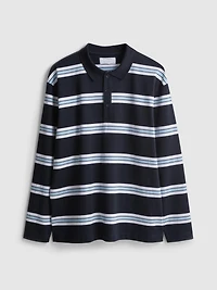 Long-Sleeve Stripe Polo Shirt