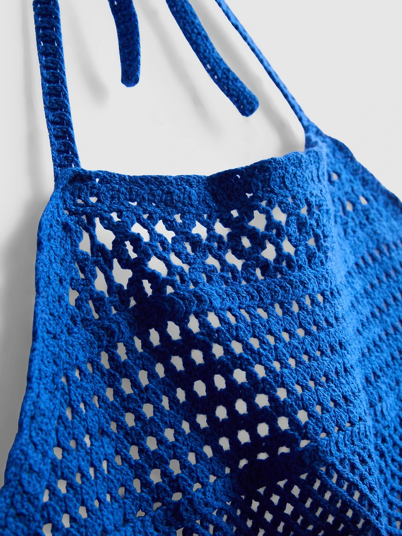 Cropped Crochet Halter-Neck Top