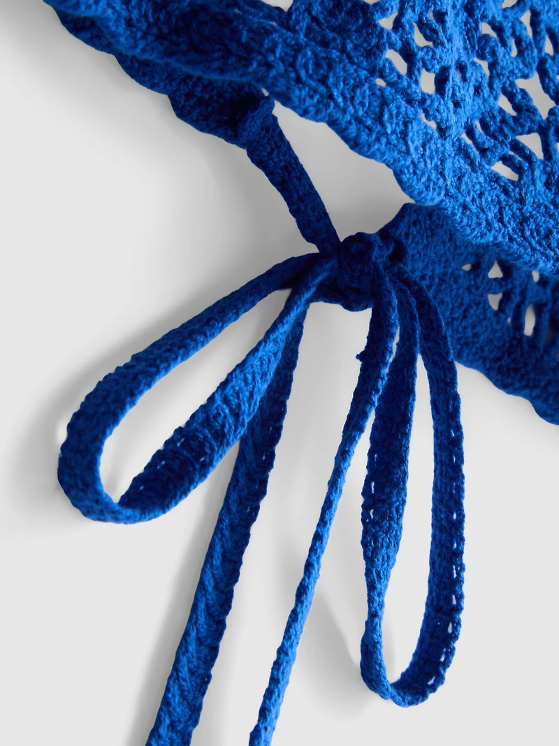Cropped Crochet Halter-Neck Top