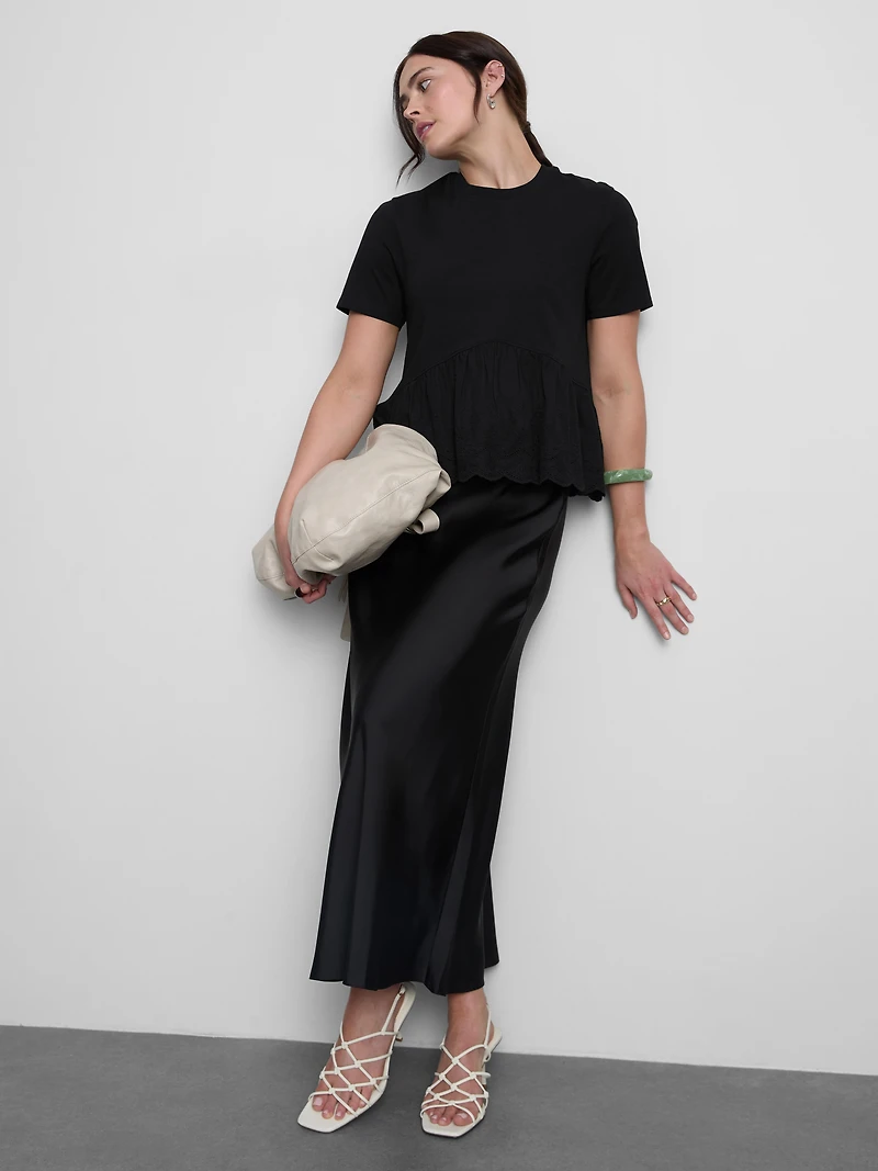 Cotton Broderie Hem Tee