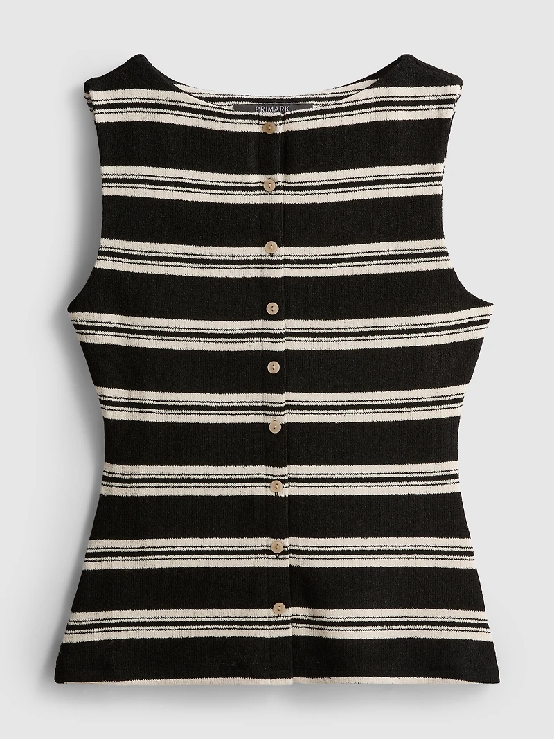 Paula Echevarría Knitted Stripe Button Down Top