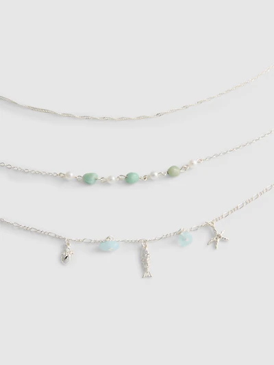 3pk Mixed Charm Necklaces