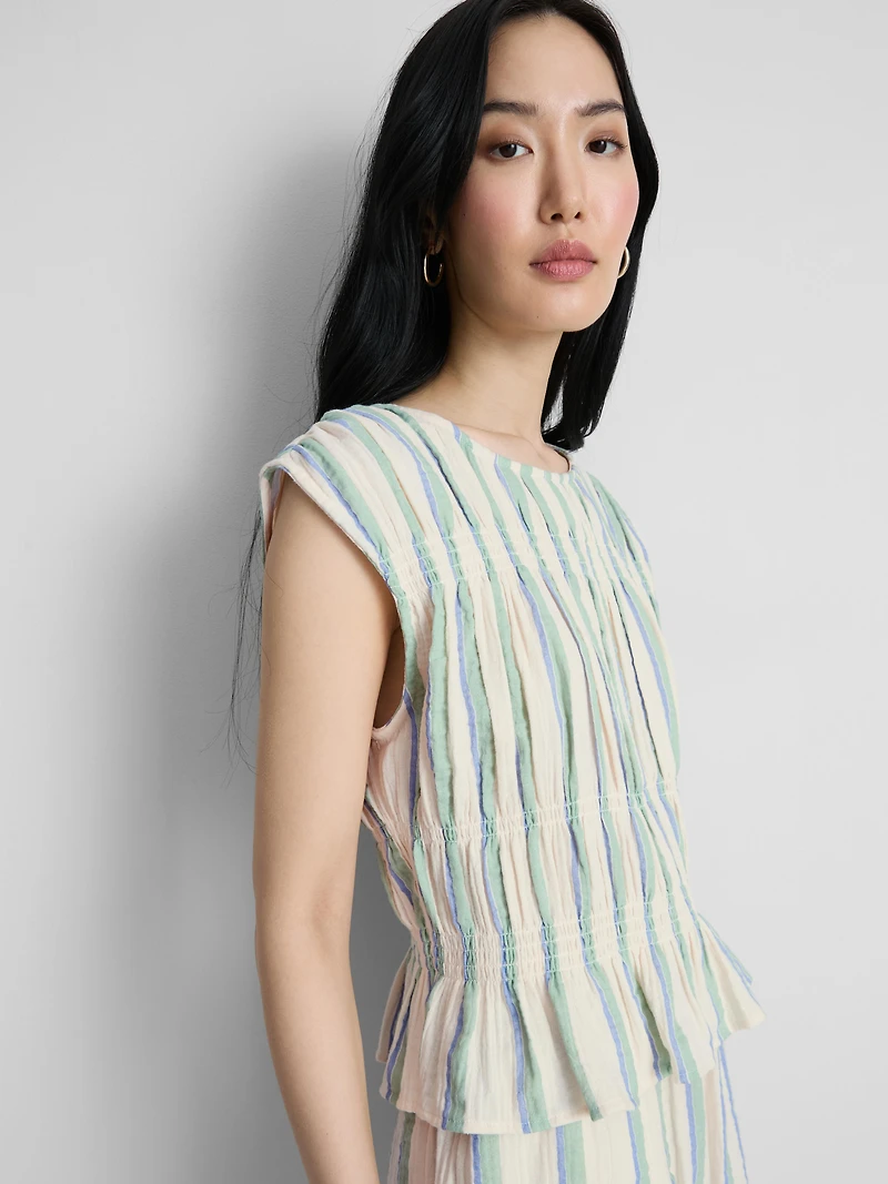Cotton Shirred Tank Top