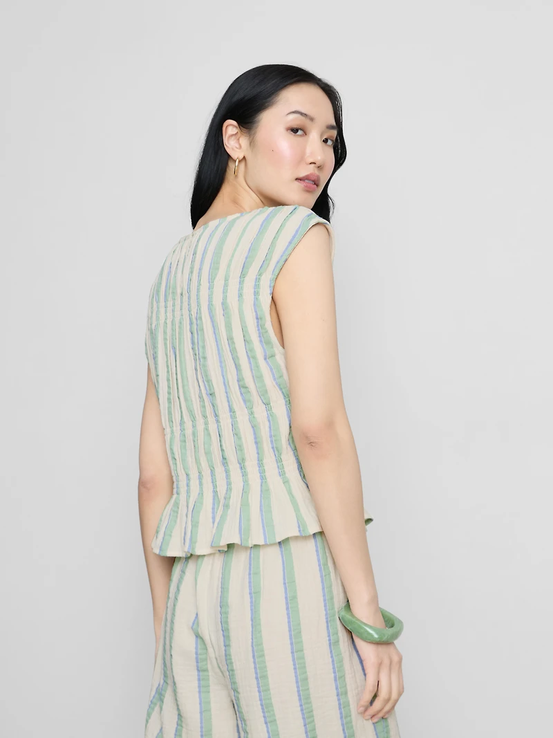 Cotton Shirred Tank Top