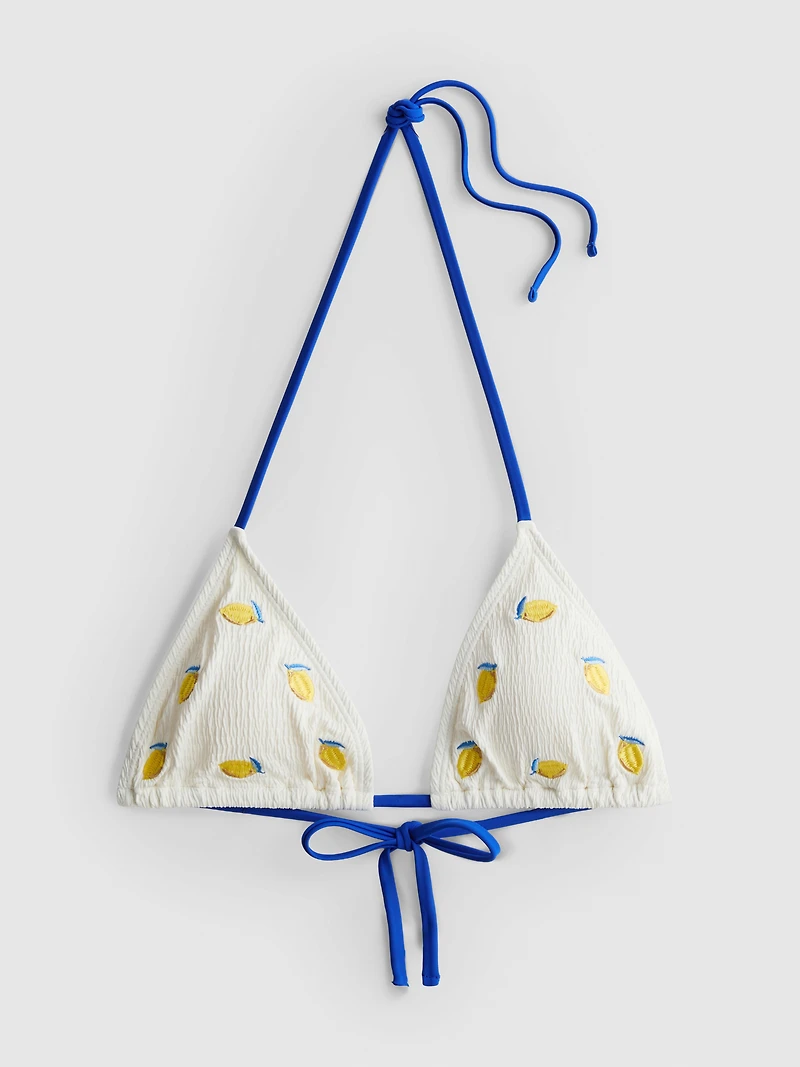 Textured Lemon Triangle Bikini Top