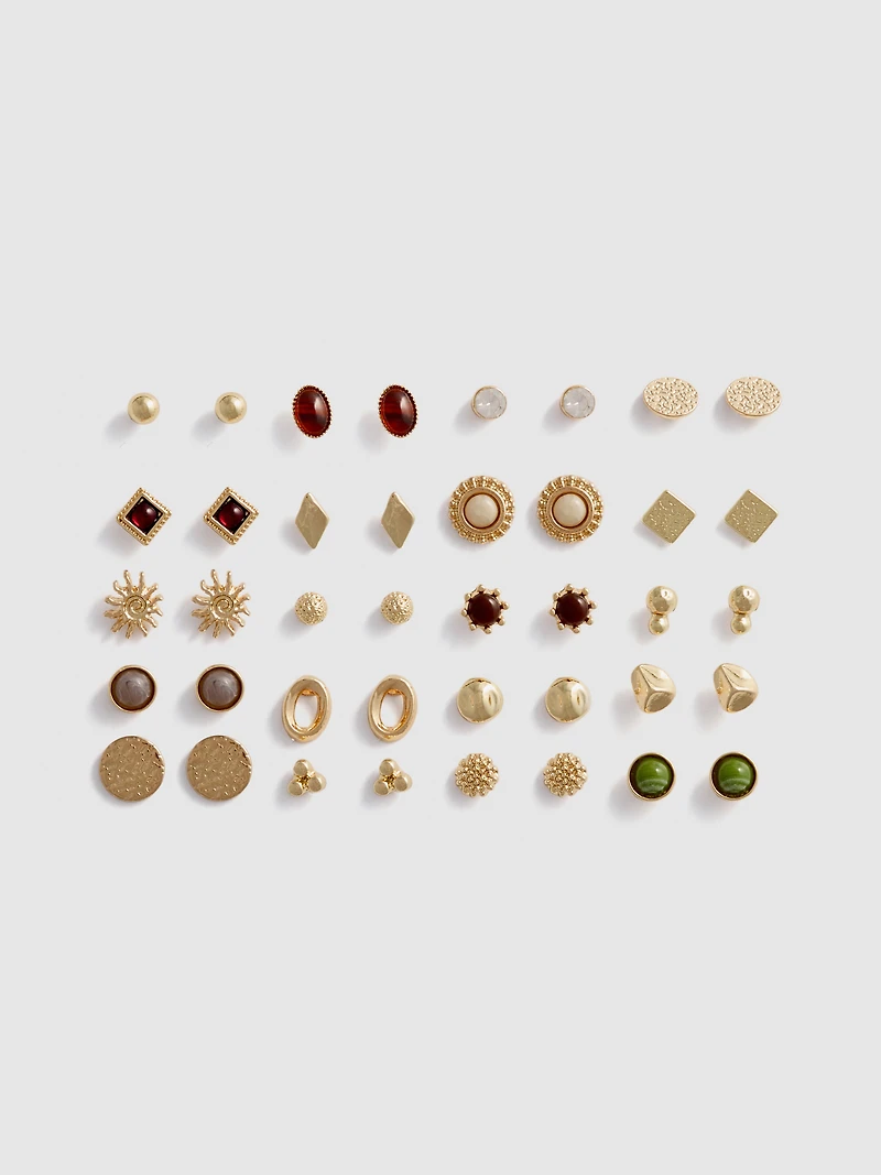 20-Pack Mixed Stud Earrings