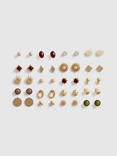 20-Pack Mixed Stud Earrings