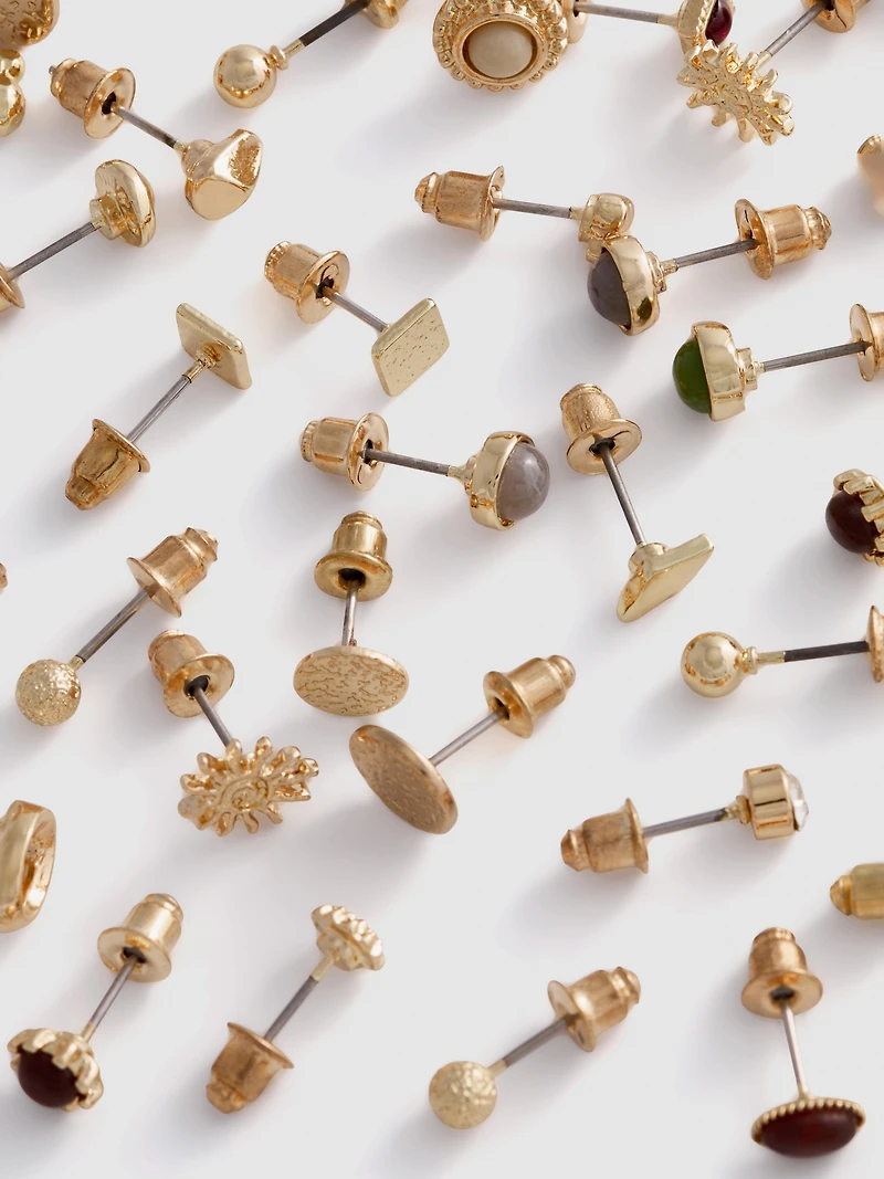 20-Pack Mixed Stud Earrings
