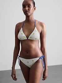 Textured Lemon Side-Tie Bikini Bottoms