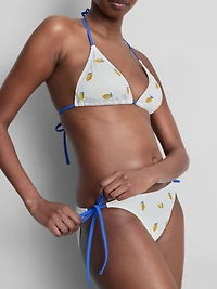 Textured Lemon Side-Tie Bikini Bottoms