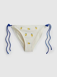 Textured Lemon Side-Tie Bikini Bottoms