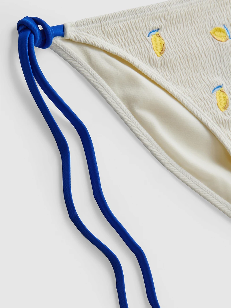 Textured Lemon Side-Tie Bikini Bottoms