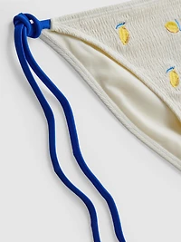 Textured Lemon Side-Tie Bikini Bottoms