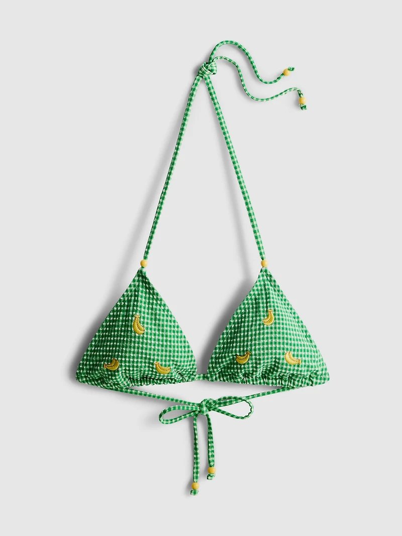 Gingham Banana Triangle Bikini Top