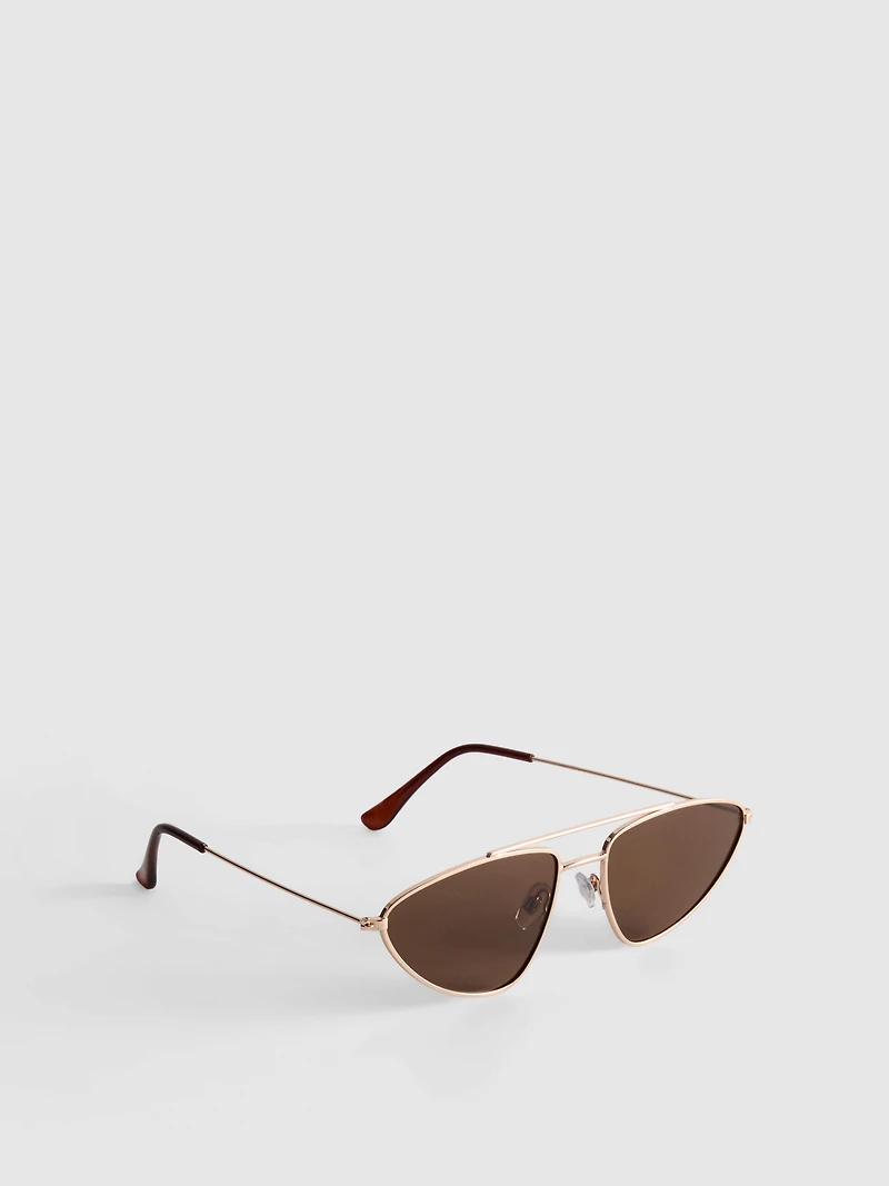 Aviator-Style Metal Frame Sunglasses