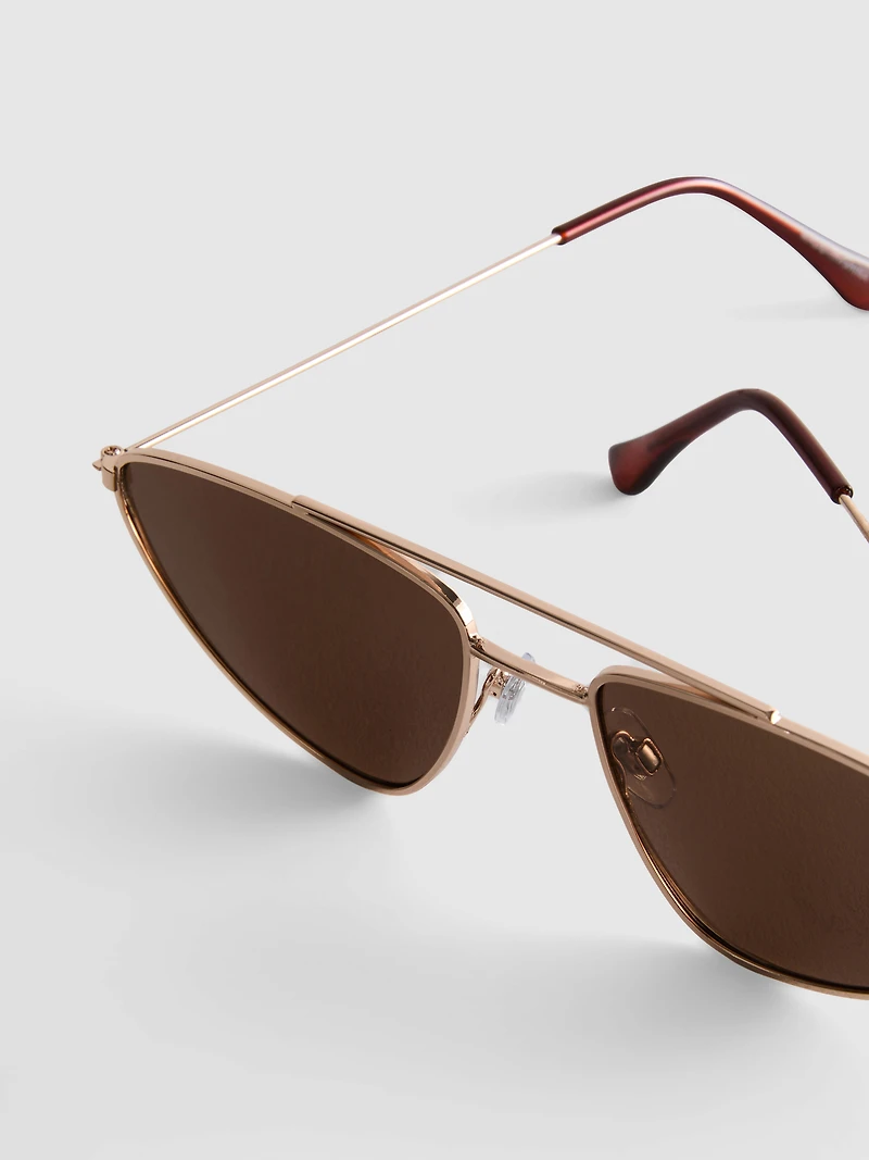 Aviator-Style Metal Frame Sunglasses